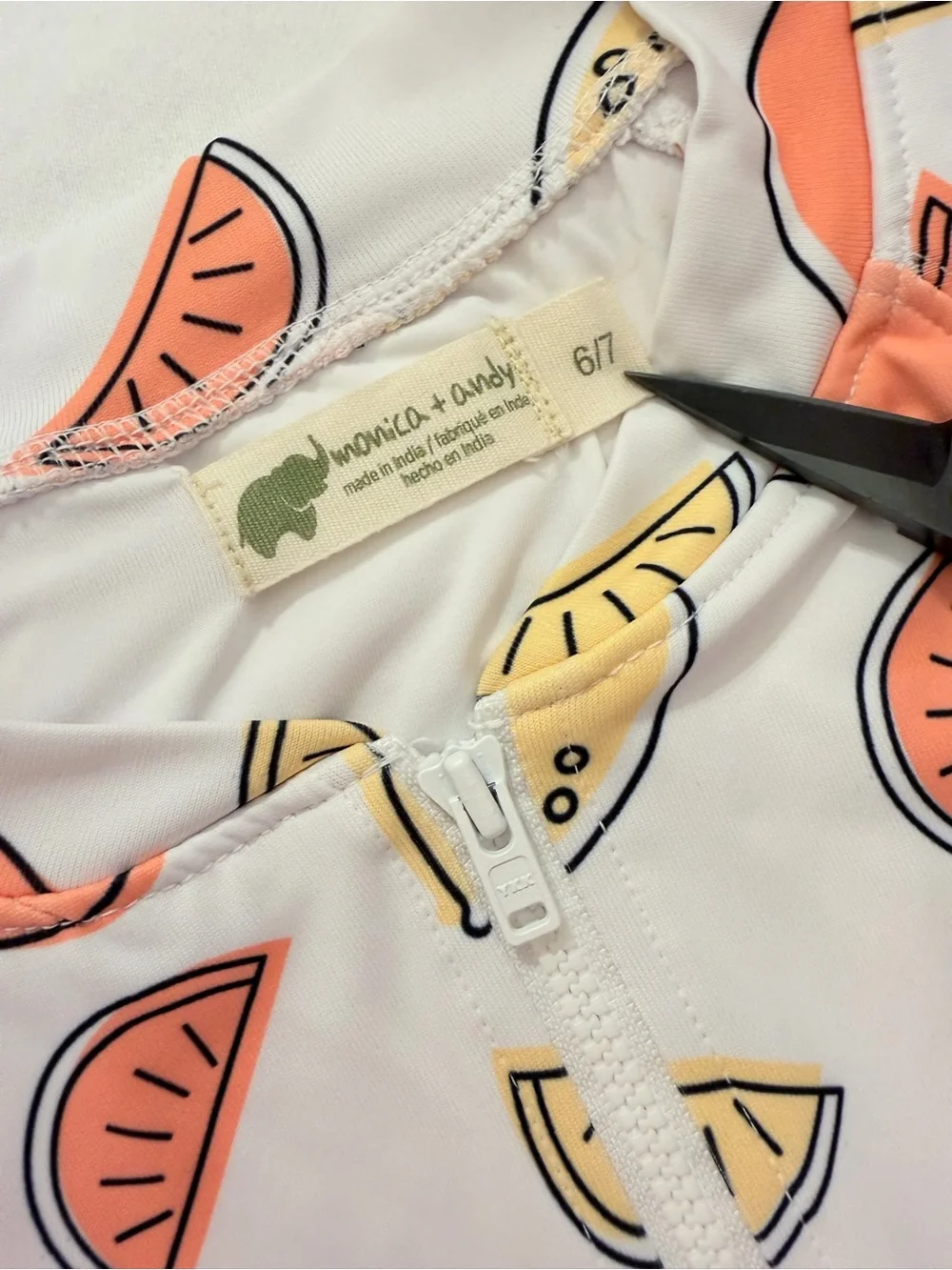 Monica + Andy Rash Guard Top in Citrus with Orange & Yellow Size 6/7